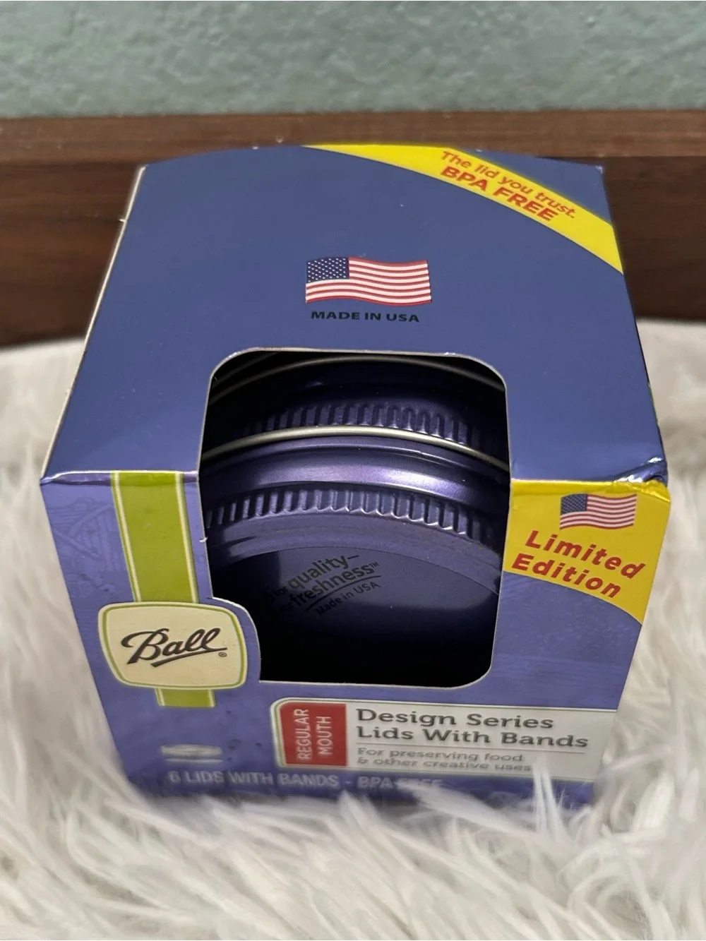 Ball Limited Edition Purple Regular Mason Jar Lids with Bands Set of 6 New!